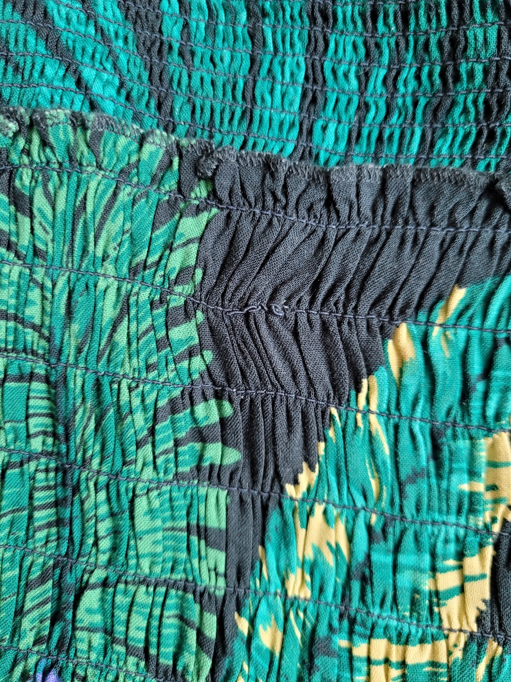 Patrons of Peace Tropical Floral Maxi Dress Smocked Waist Slit Skirt Green M - Picture 11 of 13